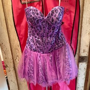 Adorable Purple Leopard Corset Dress. Fits like a size 4